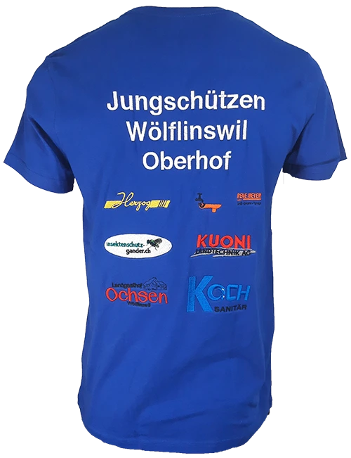 Blaues besticktes Vereins-T-Shirt